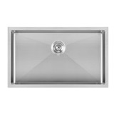 Whitehaus WHNPL3318-BSS Noah Plus Heavy Duty 6 Gauge Frame Single Bowl Undermount or Drop-in Sink - Brushed Stainless Steel