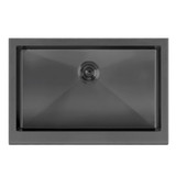 Whitehaus WHNPL3020-MBLK Noah Plus 16 Gauge Single Bowl Matte Textured Undermount Sink with Seamless Front Apron - Matte Black