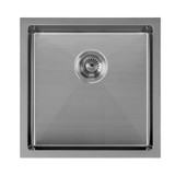 Whitehaus WHNPL1818-GM Noah Plus 16 Gauge Single Bowl Linen Textured Undermount or Drop-in Sink - Gunmetal