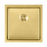 Whitehaus WHNPL1818-B  Noah Plus 16 Gauge Single Bowl Linen Textured Undermount or Drop-in Sink - Brass
