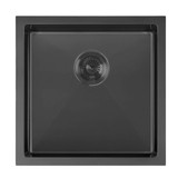 Whitehaus WHNPL1818-MBLK Noah Plus 16 Gauge Single Bowl Matte Textured Undermount or Drop-in Sink - Matte Black