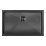 Whitehaus WHNPL2918-MBLK Noah Plus 16 Gauge Single Bowl Matte Textured Undermount or Drop-in Sink - Matte Black