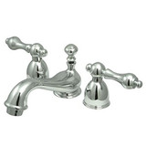 Kingston Brass Two Handle 4" to 8" Mini Widespread Lavatory Faucet with Brass Pop-Up Drain - Polished Chrome KS3951AL