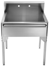 Whitehaus WH302510-NP Pearlhaus Brushed Stainless Steel Single Bowl Commerical Freestanding Utility Sink with Towel Bar - 30 inch