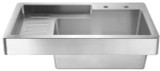 Whitehaus WH33209-NP Pearlhaus Brushed Stainless Steel Single Bowl Drop in Utility Sink with Drainboard
