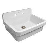 Whitehaus OFCH2230-WHITE Old Fashioned Country Fireclay Utility Sink with High Backsplash - White - 30 inch