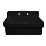 Whitehaus OFCH2230-BLACK Old Fashioned Country Fireclay Utility Sink with High Backsplash - Black - 30 inch