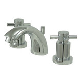 Kingston Brass Two Handle 4" to 8" Mini Widespread Lavatory Faucet with Brass Pop-Up Drain - Polished Chrome KS2951DX