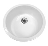 Whitehaus WHE1818R Elementhaus Fireclay Circular Drop In/Undermount Sink with 3 1/2 in. Rear Center Drain - White - 18 inch