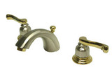Kingston Brass Two Handle 4" to 8" Mini Widespread Lavatory Faucet with Brass Pop-Up Drain - Brushed Nickel/Polished Brass - KB8959FL