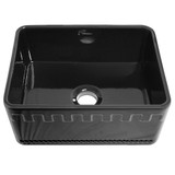 Whitehaus WHFLATN2418-BLACK Farmhaus Fireclay Reversible Sink with Castlehaus Design or Fluted Front Apron - Black - 24 inch