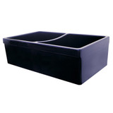 Whitehaus WHQDB532-BLUE Farmhaus Fireclay Quatro Alcove Reversible Double Bowl Sink with 2 1/2 in. or 2 in. Lip - Sapphire Blue - 33 inch