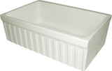 Whitehaus WHQ330-BISCUIT Farmhaus Fireclay Quatro Alcove Reversible Sink with Fluted Front Apron and Decorative 2 1/2 in. or 2 in. Lip - Biscuit - 30 inch