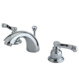Kingston Brass Two Handle 4" to 8" Mini Widespread Lavatory Faucet with Brass Pop-Up Drain - Polished Chrome KB8951FL
