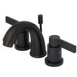 Kingston Brass Two Handle 4" to 8" Mini Widespread Lavatory Faucet with Brass Pop-Up Drain - Oil Rubbed Bronze KB8915NDL
