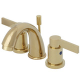 Kingston Brass Two Handle 4" to 8" Mini Widespread Lavatory Faucet with Brass Pop-Up Drain - Polished Brass KB8912NDL