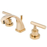Kingston Brass Two Handle 4" to 8" Mini Widespread Lavatory Faucet with Brass Pop-Up Drain - Polished Brass KS4942CML