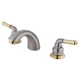 Kingston Brass Two Handle 4" to 8" Mini Widespread Lavatory Faucet - Satin Nickel/Polished Brass