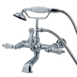 Kingston Brass Wall Mount Clawfoot Tub Filler Faucet with Hand Shower - Polished Chrome CC546T1