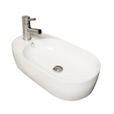Whitehaus WHKN1016A Isabella Oval Top Mount Sink with Integrated Oval BowlCenter Drain - White - 24 inch