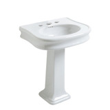 Whitehaus LA10-LA03-3H Isabella Traditional Pedestal Sink with Integrated Oval Bowl, Seamless Rounded Decorative Trim - White - 27 inch