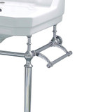 Whitehaus WHV024-L33-1H-C Victoriahaus Console Sink with Integrated Rectangular Bowl with Single Hole Drill, polished chrome Leg Support - White/Polished Chrome