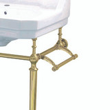Whitehaus WHV024-L33-3H-B Victoriahaus Console Sink with Integrated Rectangular bowl with widespread hole drill, Polished Brass Leg Support - White/Polished Brass