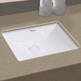 Whitehaus WHU71006 Isabella Plus  21 inch Rectangular Undermount Sink with Overflow and Rear Center Drain - White