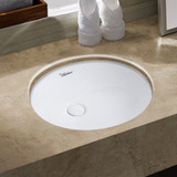 Whitehaus WHU71001 Isabella Plus 16 inch Oval Undermount Sink with Overflow and Rear Center Drain - White
