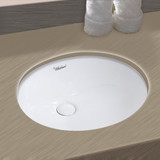 Whitehaus WHU71001 Isabella Plus  16 inch Oval Undermount Sink with Overflow and Rear Center Drain - White