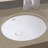 Whitehaus WHU71003 Isabella Plus  18 inch Oval Undermount Sink with Overflow and Rear Center Drain - White