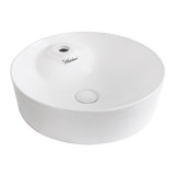 Whitehaus WH71306 Isabella Plus  Round Top Mount Sink with Single Faucet Hole Center Drain - White - 17 inch