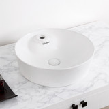 Whitehaus WH71306 Isabella Plus  Round Top Mount Sink with Single Faucet Hole Center Drain - White