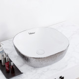 Whitehaus WH71301-F21 Isabella Plus Square Top Mount Sink, Embossed Exterior, Smooth Interior, Center Drain - White/Silver