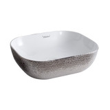 Whitehaus WH71302-F21 Isabella Plus  Rectangular Top Mount Sink, Embossed Exterior, Smooth Interior, Center Drain - White/Silver - 19 inch