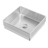 Whitehaus WHNPL1577-BSS Noah Plus 10 Gauge Frame, Squared Semi-recessed Sink Set with Center Drain - Brushed Stainless Steel - 15 inch