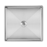 Whitehaus WHNPL1577-BSS Noah Plus 10 Gauge Frame, Squared Semi-recessed Sink Set with Center Drain - Brushed Stainless Steel