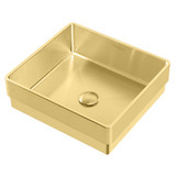 Whitehaus WHNPL1577-B Noah Plus 10 Gauge Frame, Squared Semi-recessed Sink Set with Center Drain - Brass - 15 inch