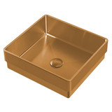 Whitehaus WHNPL1577-CO Noah Plus 10 Gauge Frame, Squared Semi-recessed Sink Set with Center Drain - Copper - 15 inch