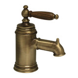 Whitehaus N21-OB Fountainhaus Single Handle Lavatory Faucet with Cherry Wood Handle and Pop-up Drain  - Old (Antique) Bronze