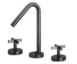 Whitehaus WH832148-BN Metrohaus Lavatory Widespread Faucet with 45-Degree Swivel Spout and Pop-up Drain with Cross Handles - Brushed Nickel - PVD