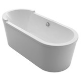 Whitehaus WHVT180BATH Bathhaus Oval Double Ended Single Sided Armrest Freestanding Lucite Acrylic Bathtub with Chrome Mechanical Pop-up Drain - White