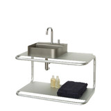 Whitehaus AELA285 Aeri Double Shelf Wall Mount Aluminum Structure with Integral Towel Bar - Aluminum - 33 1/2 x 19 3/4 - 17 3/4 inches