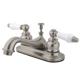 Kingston Brass Two Handle 4" Centerset Lavatory Faucet with Pop-Up Drain - Brushed Nickel KB608PL