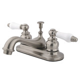 Kingston Brass Two Handle 4" Centerset Lavatory Faucet with Pop-Up Drain - Brushed Nickel KB608B