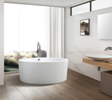 Vanity Art Freestanding White Acrylic Bathtub and Hose 59 in. x 59 in x 24 in. - Round Shape - VA6810