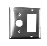 Amba Jeeves Double Gang Plate For Towel Warmer - 4 1/2" W x 4 1/2" H x 1/4" D - Brushed Stainless - AJ-DGP-B