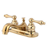 Kingston Brass Two Handle 4" Centerset Lavatory Faucet with Pop-Up Drain - Polished Brass KB602AL