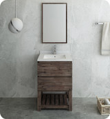 Fresca FVN3124ACA-FS Formosa 24" Floor Standing Modern Bathroom Vanity w/ Open Bottom & Mirror - Acacia Wood