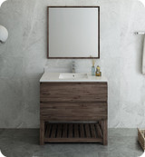 Fresca FVN3136ACA-FS Formosa 36" Floor Standing Modern Bathroom Vanity w/ Open Bottom & Mirror - Acacia Wood